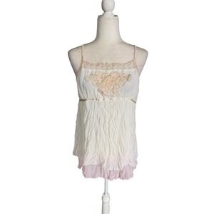 Y2K Banana USA Beaded Lace Fairy Cami‎ Top Size Large